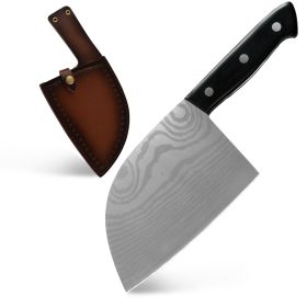 Household Chinese Kitchen Stainless Steel Butcher Knife (Option: Type B Knife With Leather Case)