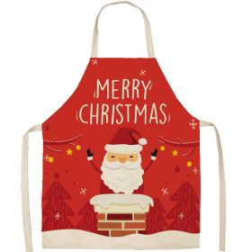 Christmas Apron Linen Oil-proof Anti-fouling Gingham Check Ginger Cake Household Bib Halter (Option: 19style-38x47cm)