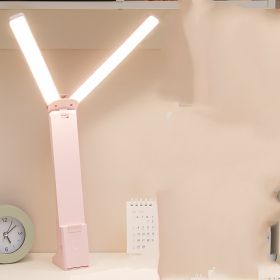 Student Dormitory Creative Flip-top Touch Eye Protection Folding Led Desk Lamp (Option: Cherry pink4000 mA-Plug abcharging cabled)