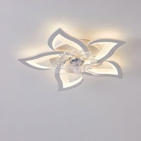 Modern Simple Living Room Light New Quiet Bedroom Ceiling Fan Light (Option: White bauhinia flower-110V)