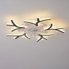 Modern Simple Living Room Light New Quiet Bedroom Ceiling Fan Light (Option: The black dandelion-110V)