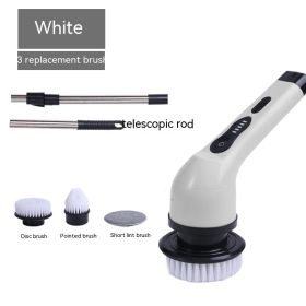Dual-purpose Brush Handheld Strong Cleaning Gadget (Option: White 3 Heads-English Manual)