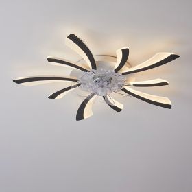 Modern Simple Living Room Light New Quiet Bedroom Ceiling Fan Light (Option: The black dandelion-220V)