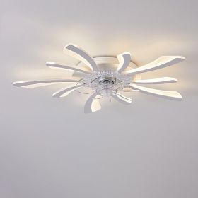 Modern Simple Living Room Light New Quiet Bedroom Ceiling Fan Light (Option: The white dandelion-110V)