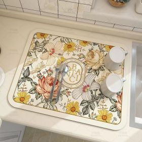 Kitchen Household Dining Table Table Wash-free Mat (Option: Eden Flower Mirror-3040cm)