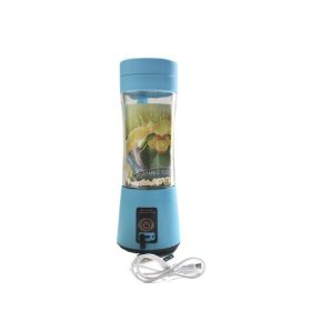 USB Rechargeable Mini Kitchen Fruit Juice Mixer Home Simple Portable Electric Mini Juicer (Option: Blue-4leaf English packaging)